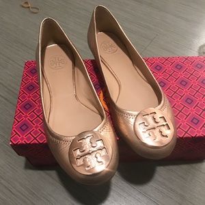 Tory burch rose gold reva ballet